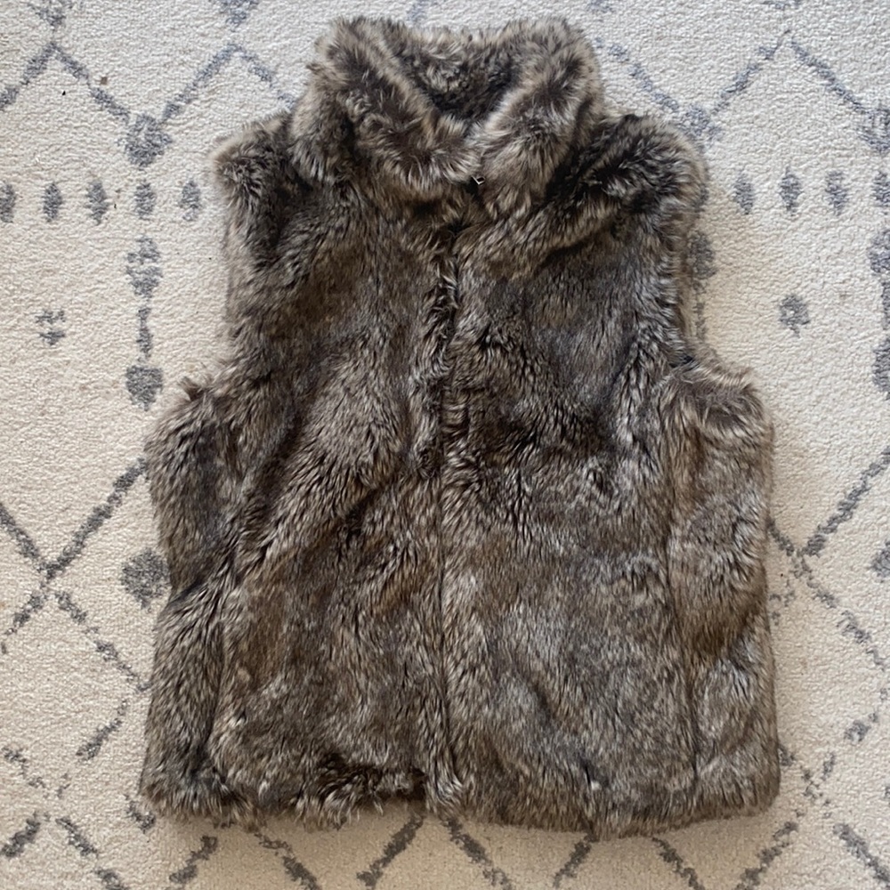 Banana Republic Faux Fur Leather Lined Zippered Vest Size Small